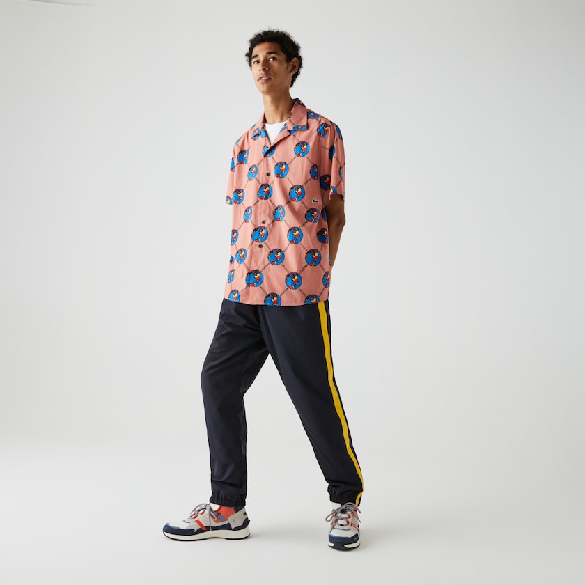 Camisas Rosa Branco Masculino Lacoste LIVE Chinatown Market Collaboration Print TC3-65746U9