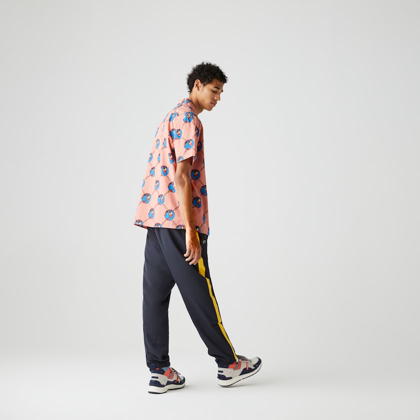 Camisas Rosa Branco Masculino Lacoste LIVE Chinatown Market Collaboration Print TC3-65746U9
