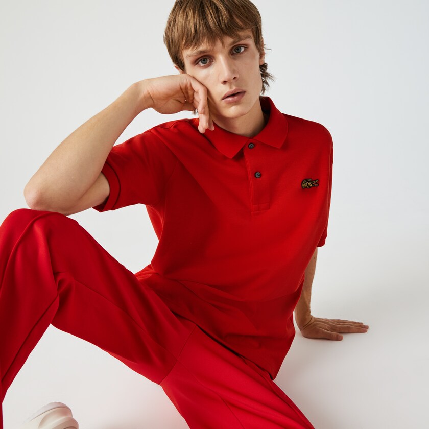 Camisas Vermelhas Masculino Lacoste LIVE Loose Fit Cotton Piqué Polo IG1-60636L3