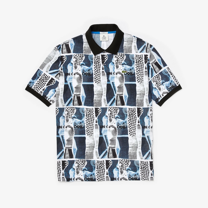 Camisas Branco Azuis Branco Masculino Lacoste LIVE Loose Fit Graphic Print Cotton Polo TY7-39023O2