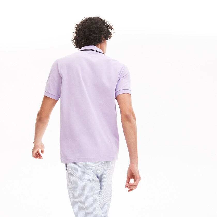 Camisas Roxo Pretas Masculino Lacoste LIVE Striped-Collar Cotton Piqué Polo BW5-19911X5