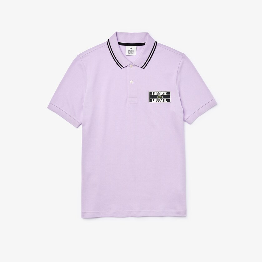 Camisas Roxo Pretas Masculino Lacoste LIVE Striped-Collar Cotton Piqué Polo BW5-19911X5
