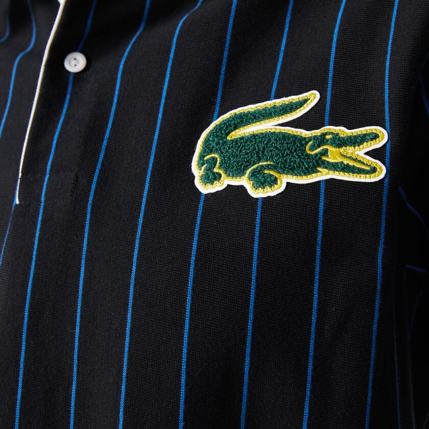 Camisas Pretas Azuis Masculino Lacoste LIVE Striped Cotton Polo JA3-74547O4