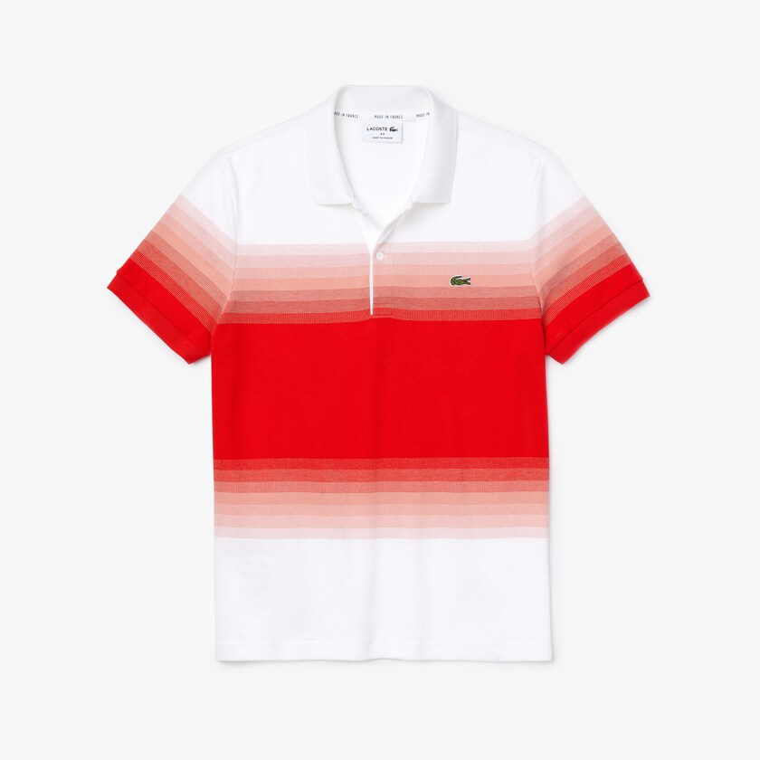 Camisas Branco Vermelhas Masculino Lacoste Made in France Cotton Piqué Regular Fit Polo FU1-74937J3