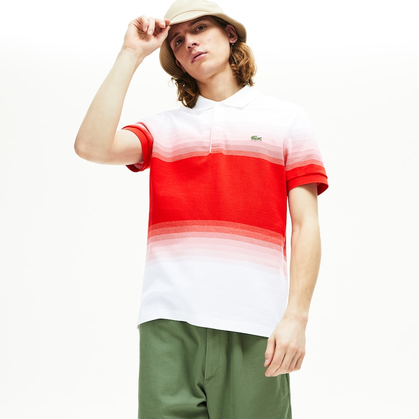 Camisas Branco Vermelhas Masculino Lacoste Made in France Cotton Piqué Regular Fit Polo FU1-74937J3
