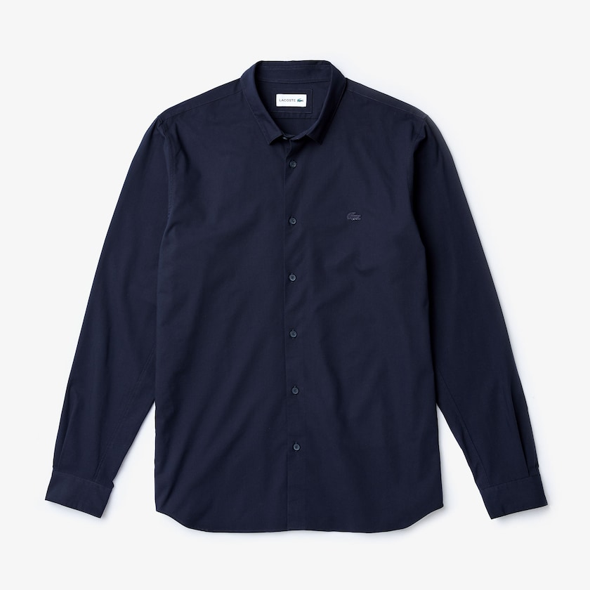 Camisas Azul Marinho Azuis Masculino Lacoste Motion Breathable Stretch Cotton PY8-20922D8