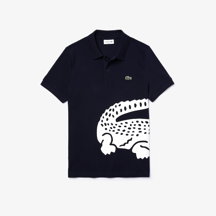 Camisas Azul Marinho Azuis Masculino Lacoste Oversized Crocodile Print Polo KG2-47324R1