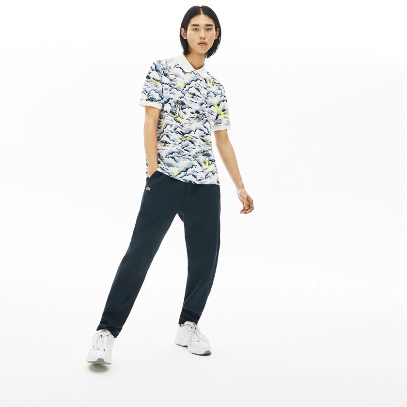 Camisas Roxo Amarelas Branco Masculino Lacoste Print Cotton Piqué Classic Fit Polo OI7-50735V3