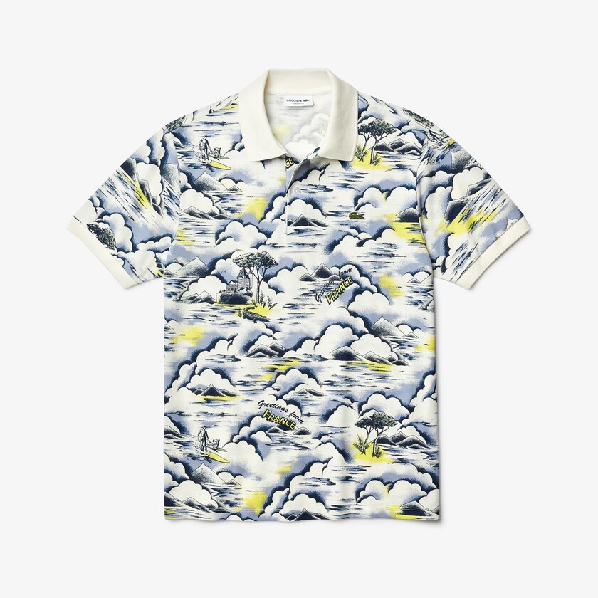 Camisas Roxo Amarelas Branco Masculino Lacoste Print Cotton Piqué Classic Fit Polo OI7-50735V3