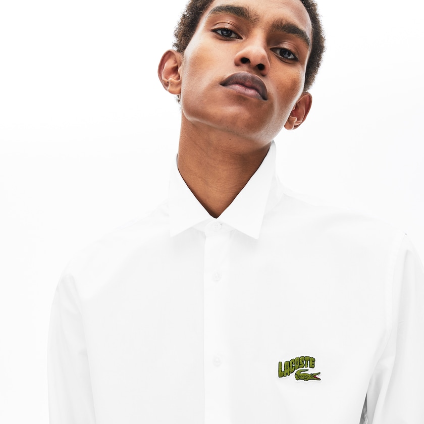 Camisas Branco Masculino Lacoste Regular Fit Badge Logo YW0-44844H5