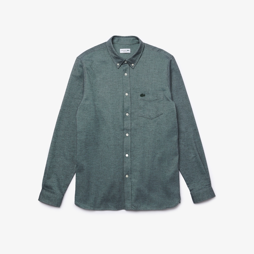 Camisas Verdes Azuis Masculino Lacoste Regular Fit Brushed Effect Cotton VW7-75977N6