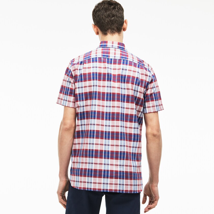 Camisas Vermelhas Masculino Lacoste Regular Fit Check Oxford PR6-92649S1