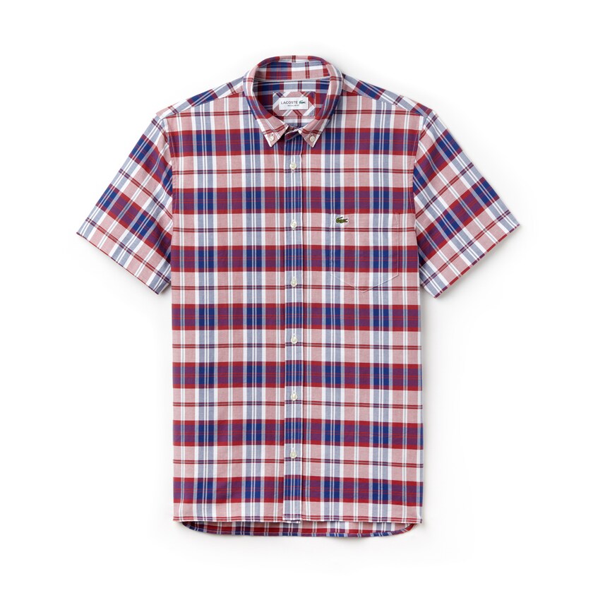 Camisas Vermelhas Masculino Lacoste Regular Fit Check Oxford PR6-92649S1