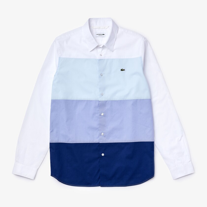 Camisas Azul Marinho Azuis Roxo Luz Azuis Branco Masculino Lacoste Regular Fit Colorblock Cotton PL3-13651T5