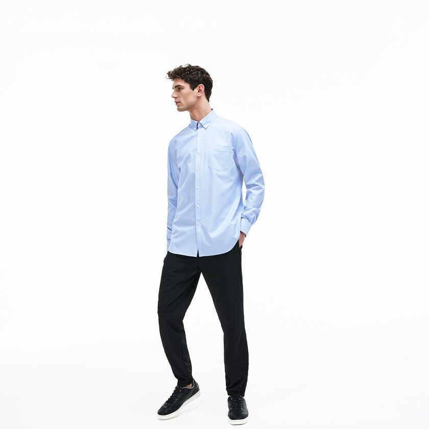 Camisas Luz Azuis Masculino Lacoste Regular Fit Cotton Mini Piqué GV8-69626C2