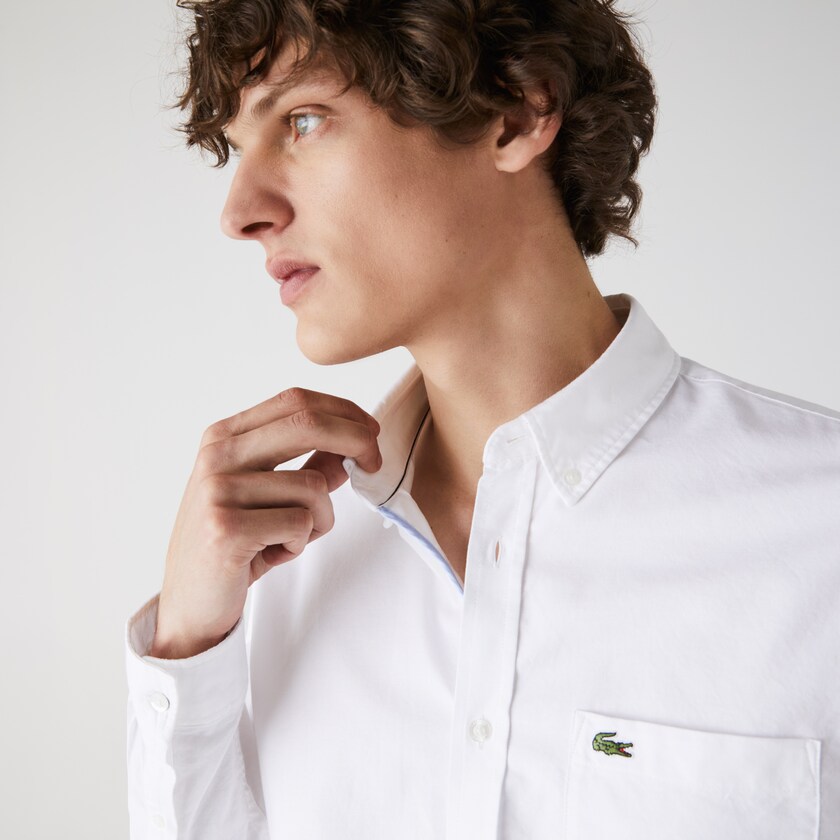 Camisas Branco Masculino Lacoste Regular Fit Cotton Oxford VL3-30983R4