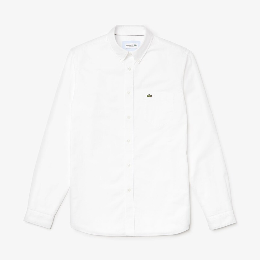Camisas Branco Masculino Lacoste Regular Fit Cotton Oxford VL3-30983R4