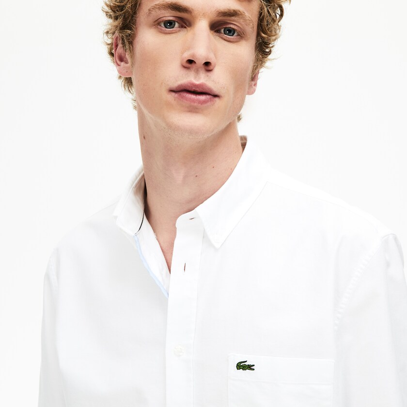 Camisas Branco Masculino Lacoste Regular Fit Cotton Oxford VL3-30983R4