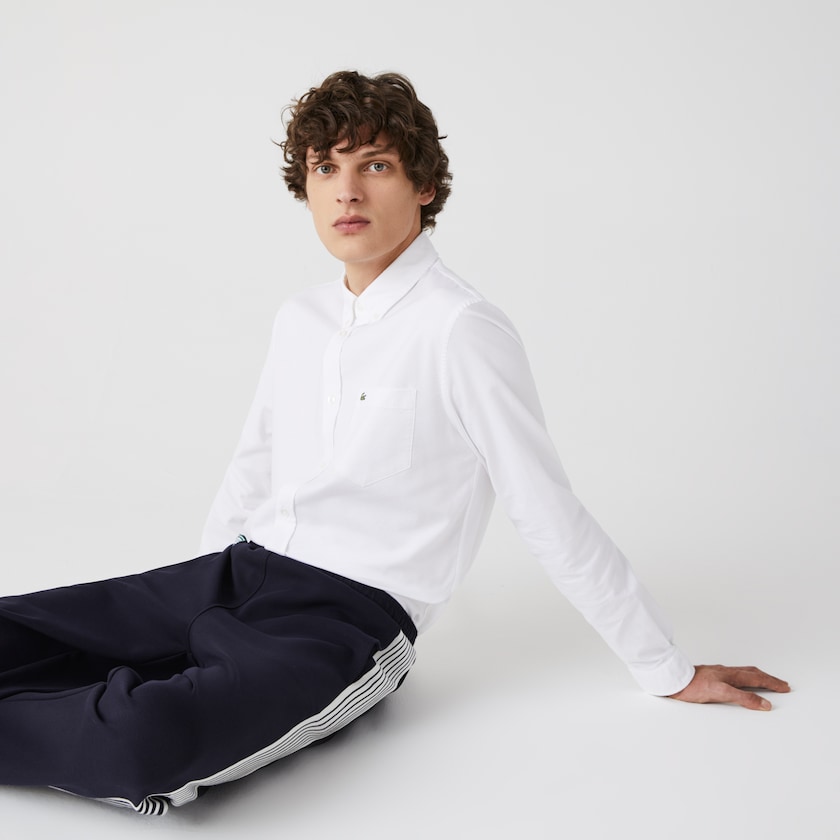 Camisas Branco Masculino Lacoste Regular Fit Cotton Oxford VL3-30983R4