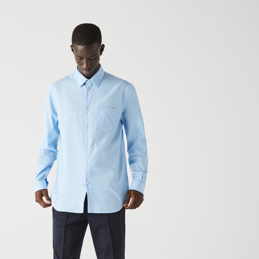 Camisas Azuis Masculino Lacoste Regular Fit Cotton Poplin WN6-69866D9