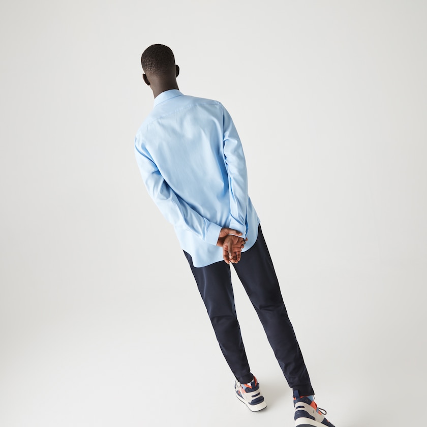 Camisas Azuis Masculino Lacoste Regular Fit Cotton Poplin WN6-69866D9