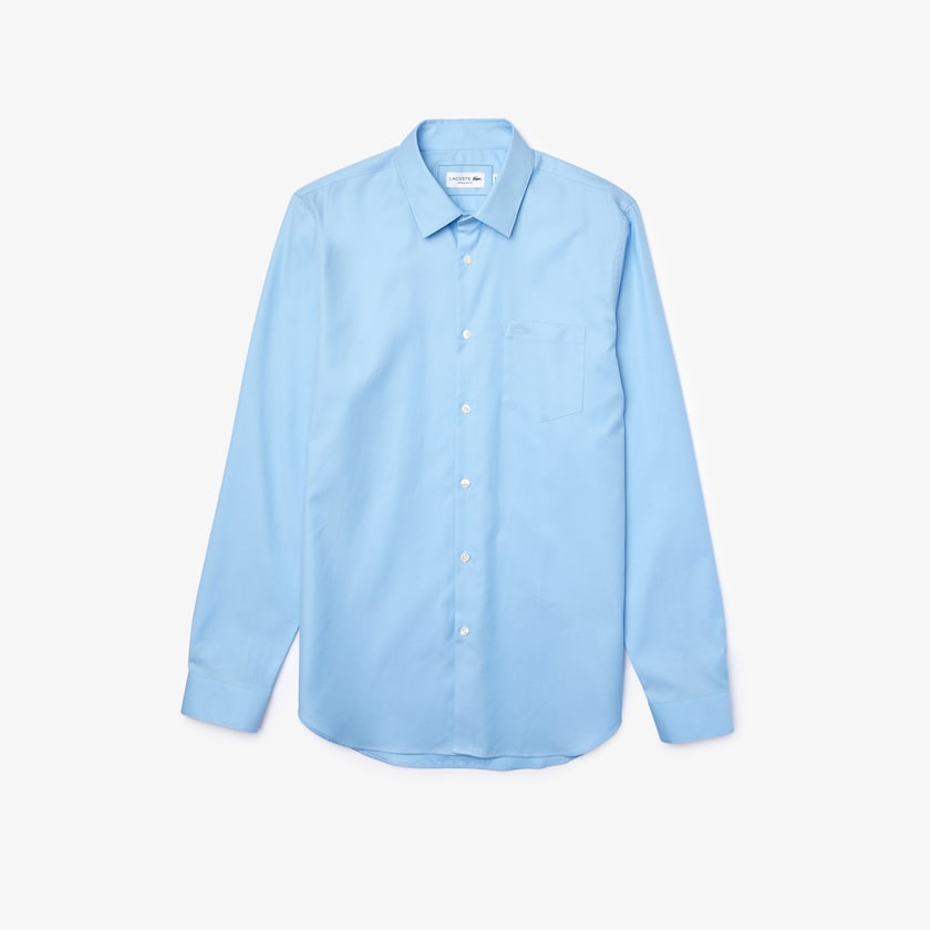 Camisas Azuis Masculino Lacoste Regular Fit Cotton Poplin WN6-69866D9