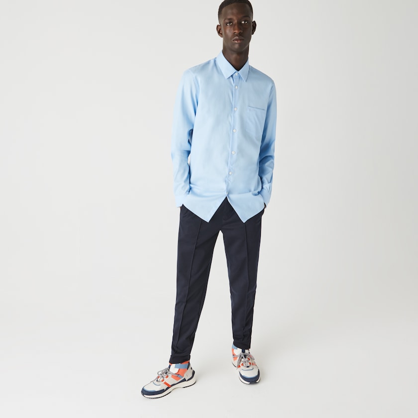 Camisas Azuis Masculino Lacoste Regular Fit Cotton Poplin WN6-69866D9