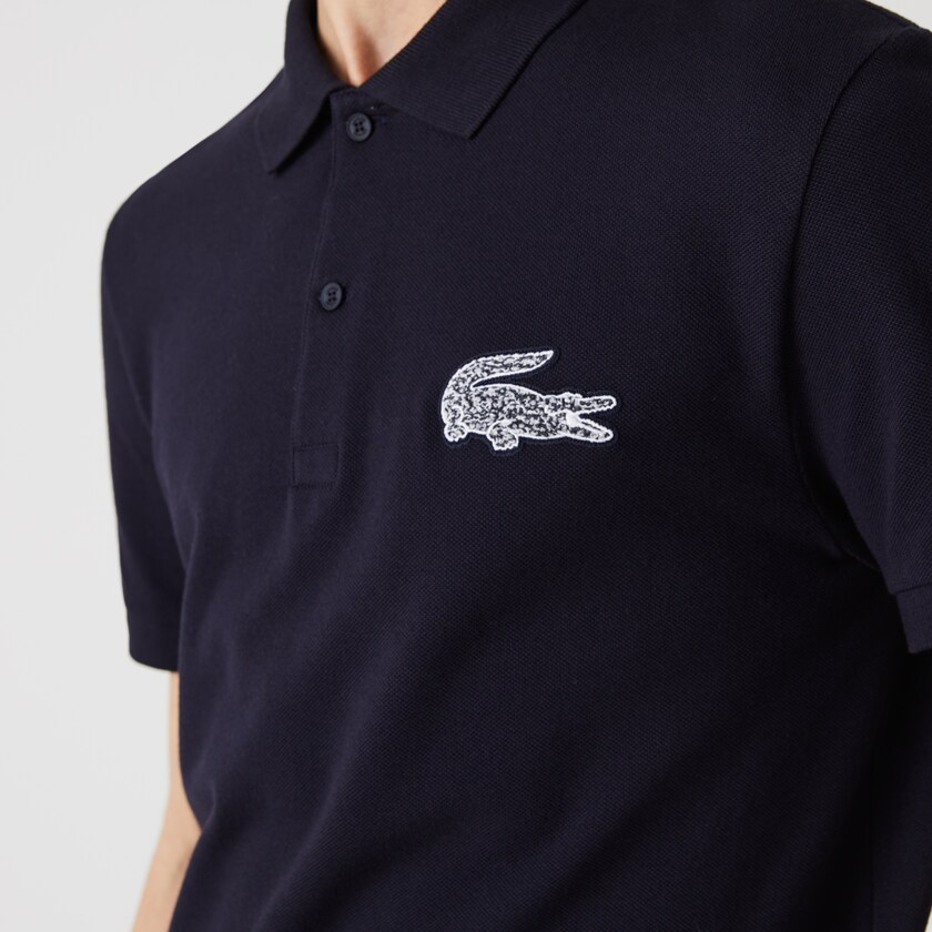 Camisas Azul Marinho Azuis Masculino Lacoste Regular Fit Crocodile Badge Cotton Piqué Polo AF7-84828U0