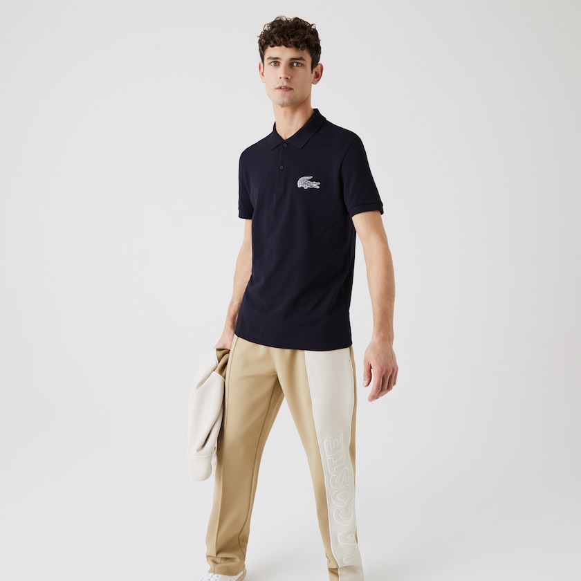 Camisas Azul Marinho Azuis Masculino Lacoste Regular Fit Crocodile Badge Cotton Piqué Polo AF7-84828U0