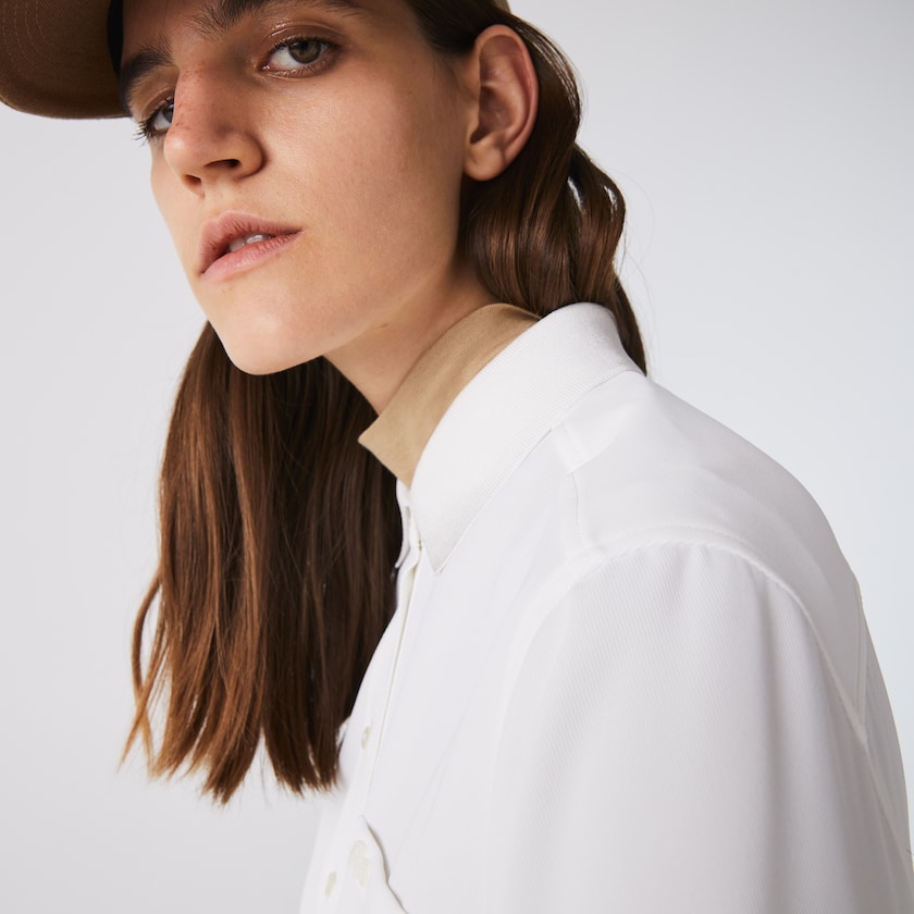 Camisas Branco Feminino Lacoste Regular Fit Flowy YD5-87948O3