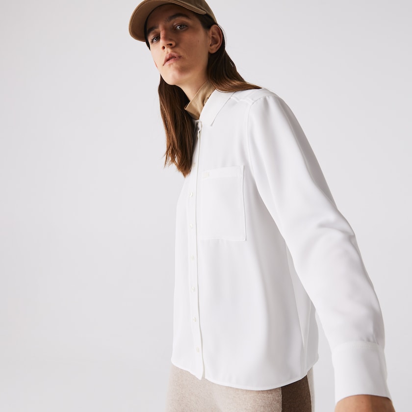 Camisas Branco Feminino Lacoste Regular Fit Flowy YD5-87948O3