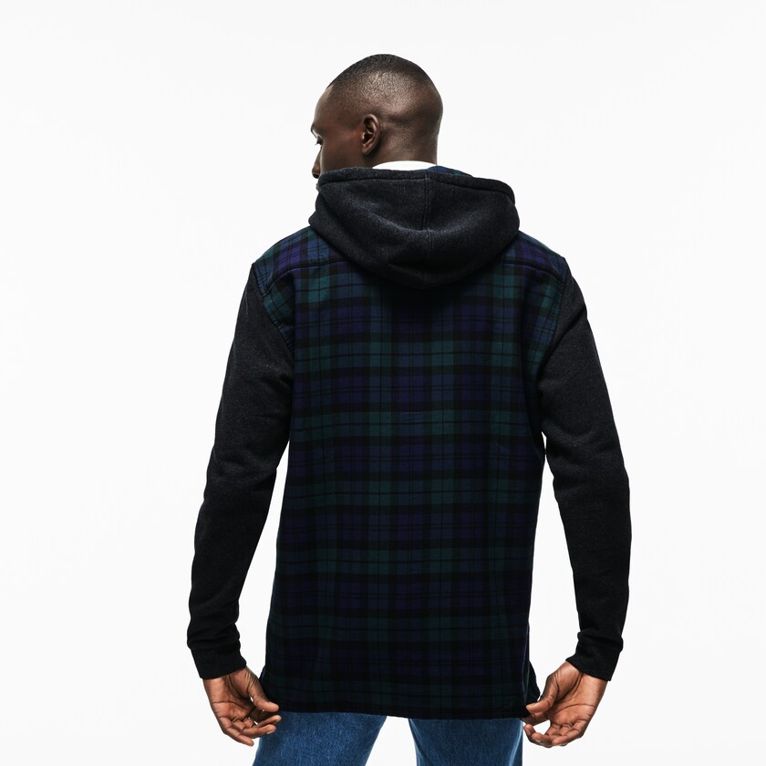 Camisas Verdes Branco Masculino Lacoste Regular Fit Hooded Check Cotton Flannel WE7-57805C6