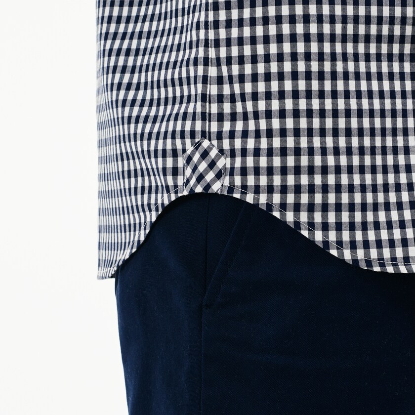 Camisas Azul Marinho Azuis Branco Masculino Lacoste Regular Fit Mini Check Poplin KR3-35053N8