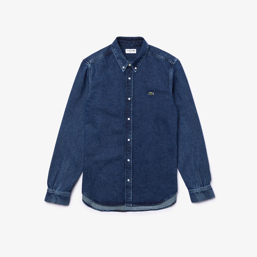 Camisas Azuis Masculino Lacoste Regular Fit Natural Cotton Denim IN2-04060Z3