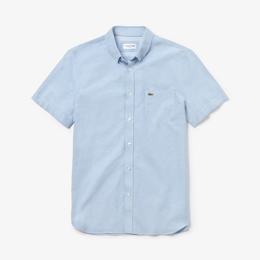 Camisas Luz Azuis Masculino Lacoste Regular Fit Oxford Cotton BA1-74867R9