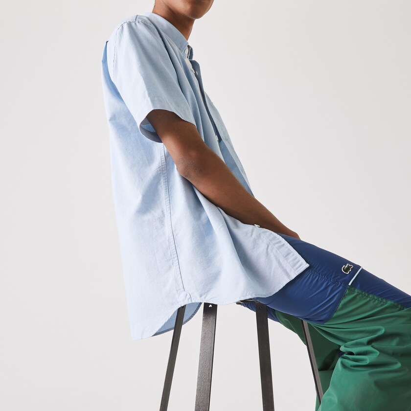 Camisas Luz Azuis Masculino Lacoste Regular Fit Oxford Cotton BA1-74867R9