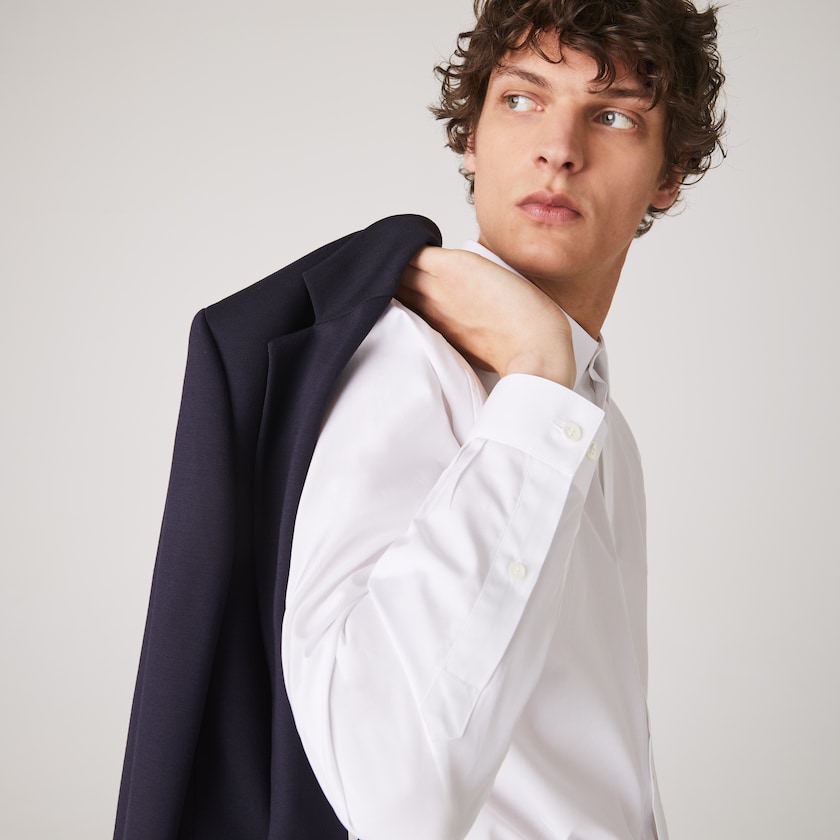 Camisas Branco Masculino Lacoste Regular Fit Premium Cotton Poplin KU6-98019D3