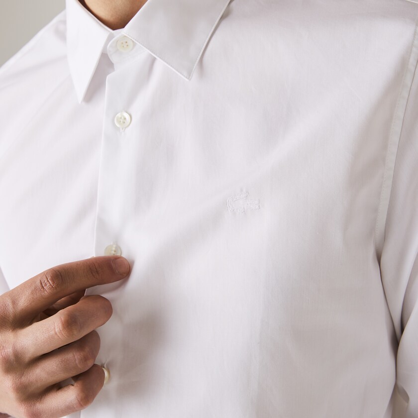 Camisas Branco Masculino Lacoste Regular Fit Premium Cotton Poplin KU6-98019D3