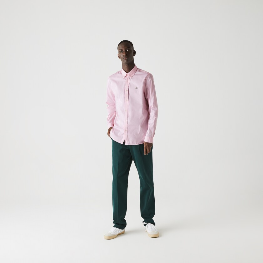Camisas Luz Rosa Masculino Lacoste Regular Fit Premium Cotton BU3-24582U8
