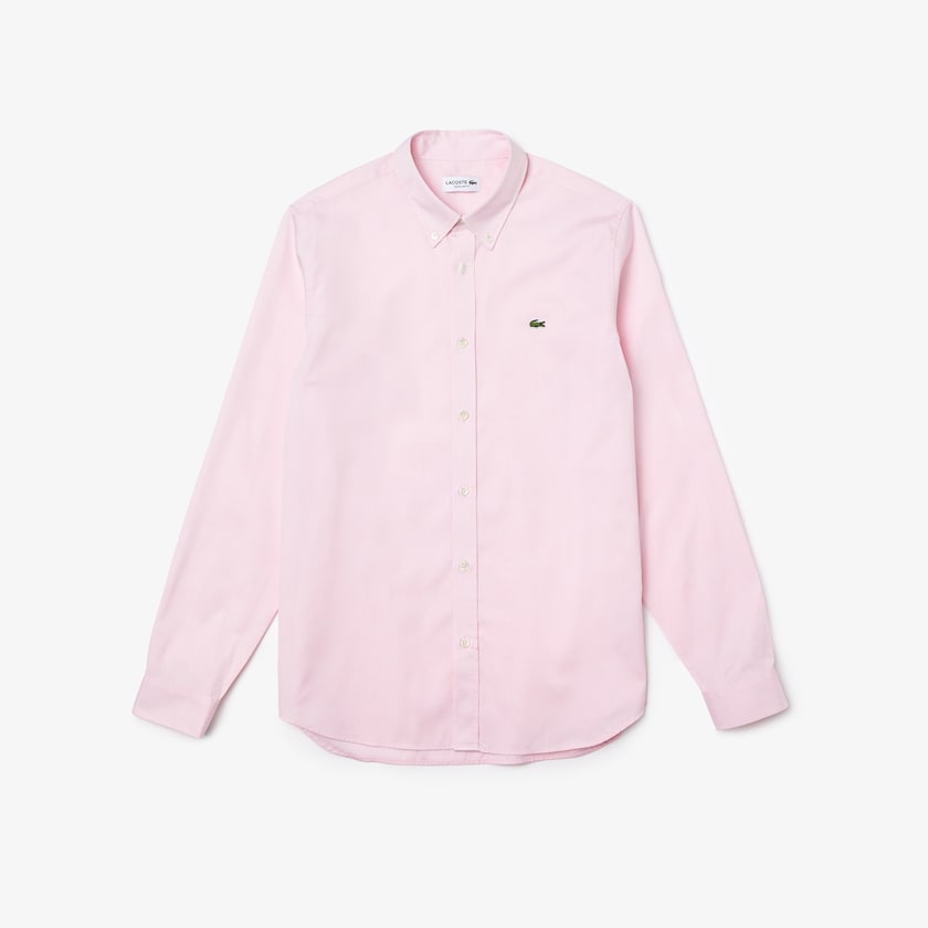 Camisas Luz Rosa Masculino Lacoste Regular Fit Premium Cotton BU3-24582U8