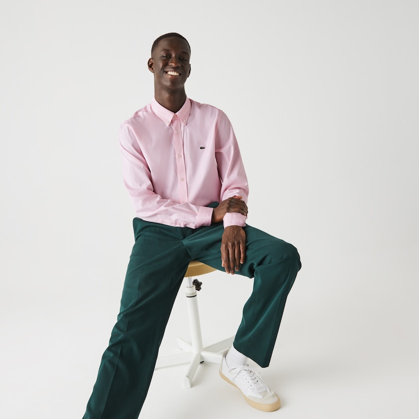 Camisas Luz Rosa Masculino Lacoste Regular Fit Premium Cotton BU3-24582U8