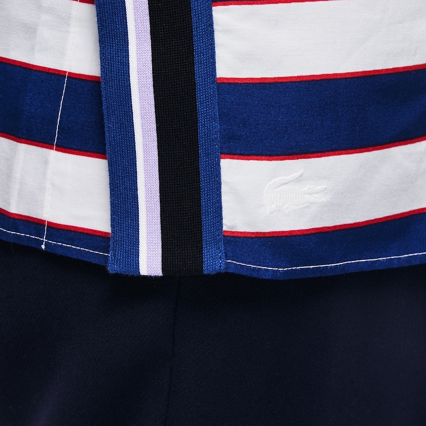 Camisas Branco Azul Marinho Azuis Vermelhas Feminino Lacoste Regular Fit Striped Cotton & Silk Voile EG7-73497I2