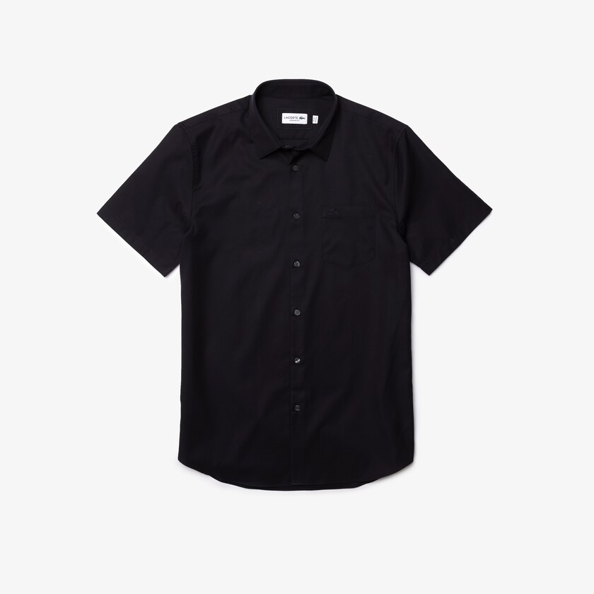 Camisas Azul Marinho Azuis Masculino Lacoste Regular Fit Textured Cotton Poplin GC7-99299U6