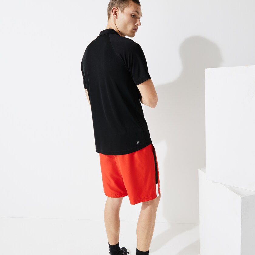 Camisas Pretas Masculino Lacoste SPORT Breathable Run-Resistant Interlock Polo LJ9-20092B0