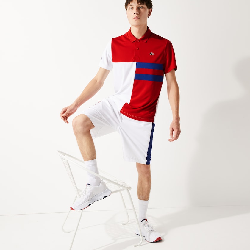 Camisas Vermelhas Branco Azuis Pretas Masculino Lacoste SPORT Colorblock Breathable Piqué Tennis Polo YF1-76337F9