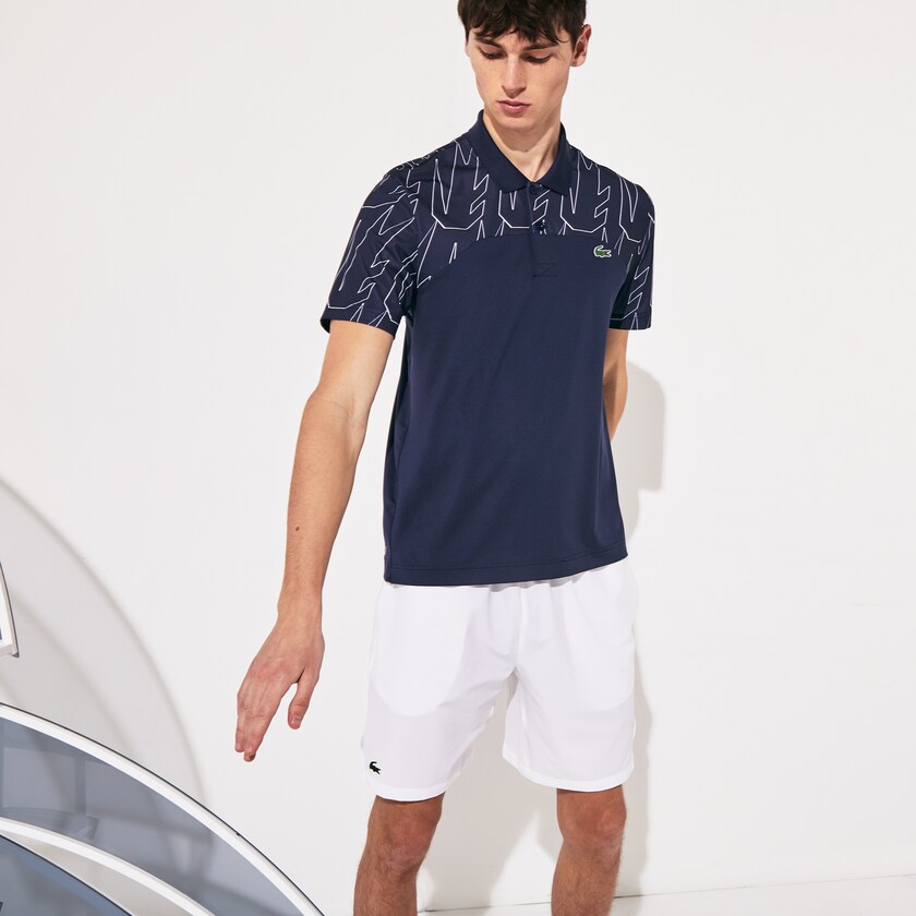 Camisas Azul Marinho Azuis Branco Masculino Lacoste SPORT Novak Djokovic Breathable Ultra-Light Polo LU6-36553B4