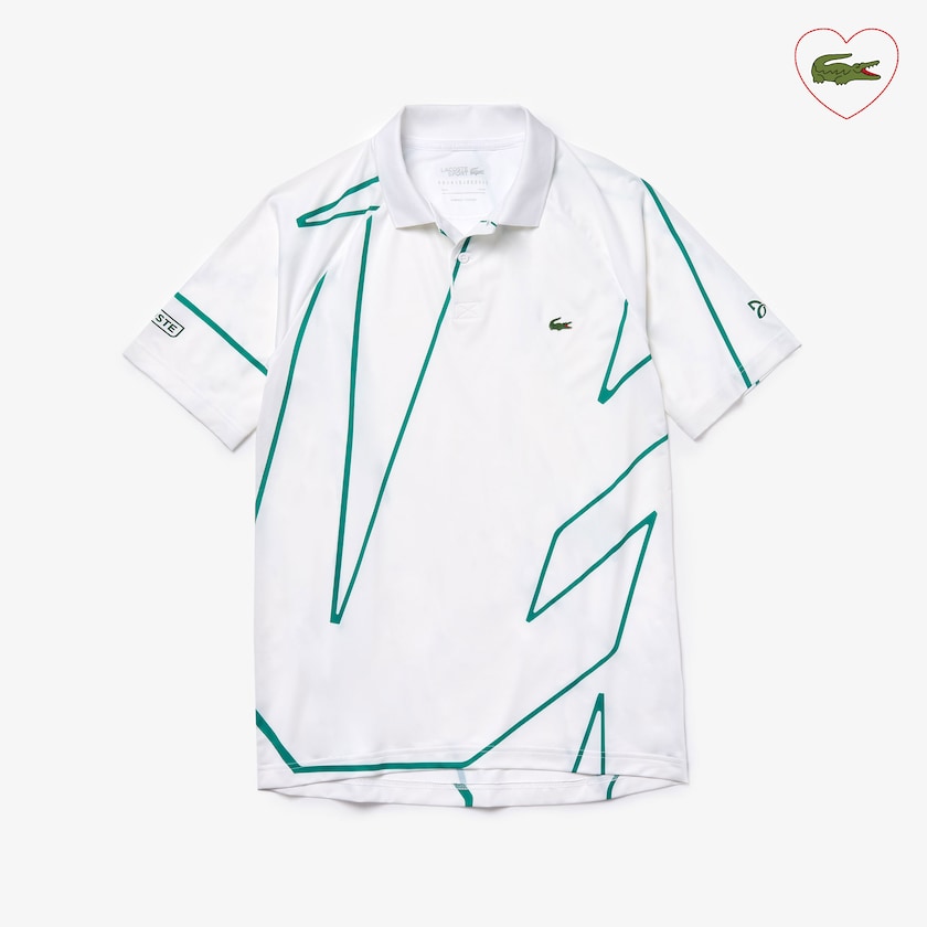 Camisas Branco Verdes Masculino Lacoste SPORT Novak Djokovic Printed Breathable Polo MW7-48414K6
