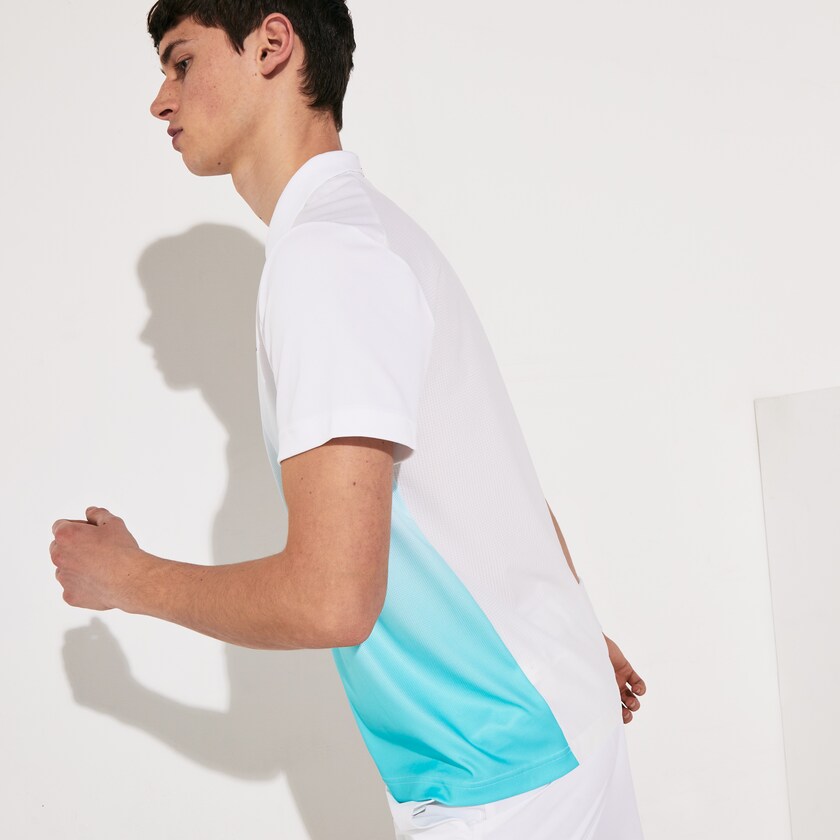 Camisas Branco Turquesa Verdes Masculino Lacoste SPORT Roland Garros Zip-Front Performance Polo UZ9-74947F0