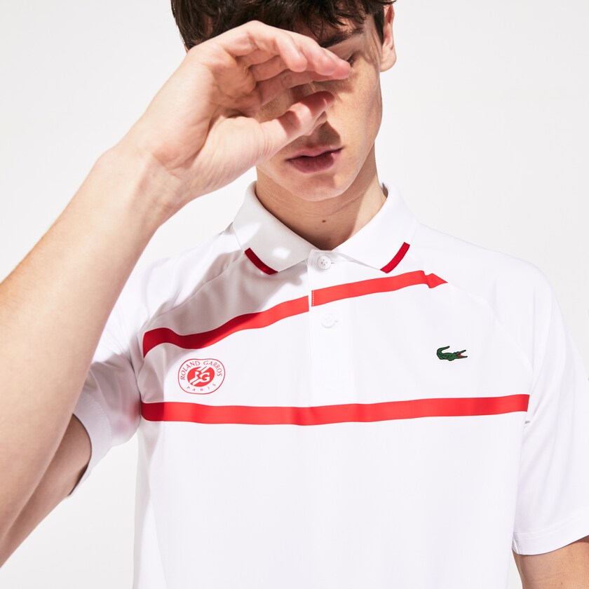 Camisas Branco Vermelhas Masculino Lacoste SPORT Roland Garros x Novak Djokovic Polo JK7-76317N2