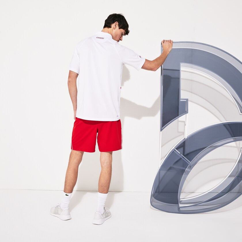 Camisas Branco Vermelhas Masculino Lacoste SPORT Roland Garros x Novak Djokovic Polo JK7-76317N2